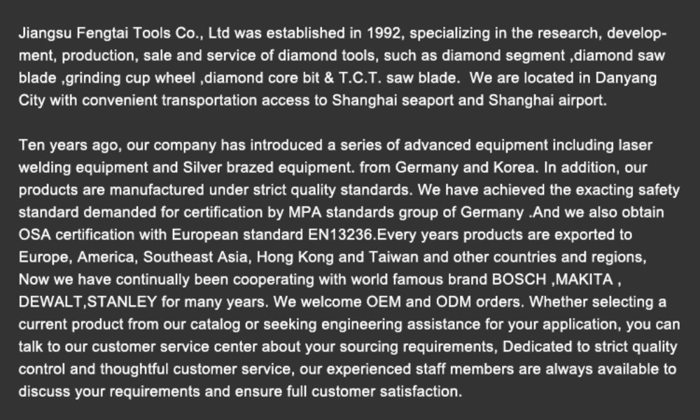 Fengtai 115mm Diamond Saw Blades Granite Marble Concrete Cutting Disc