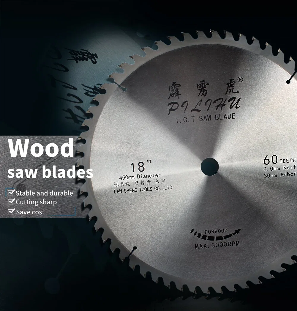 Pilihu 18inch 60t Tungsten Carbide Tct Circular Saw Blade for Cutting Wood